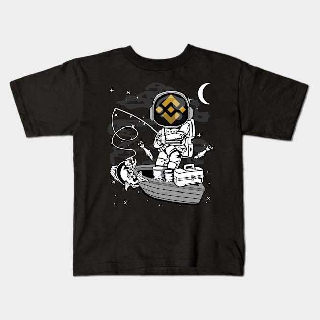 Astronaut Fishing Binance BNB Coin To The Moon Crypto Token Cryptocurrency Blockchain Wallet Birthday Gift For Men Women Kids Kids T-Shirt by Thingking About